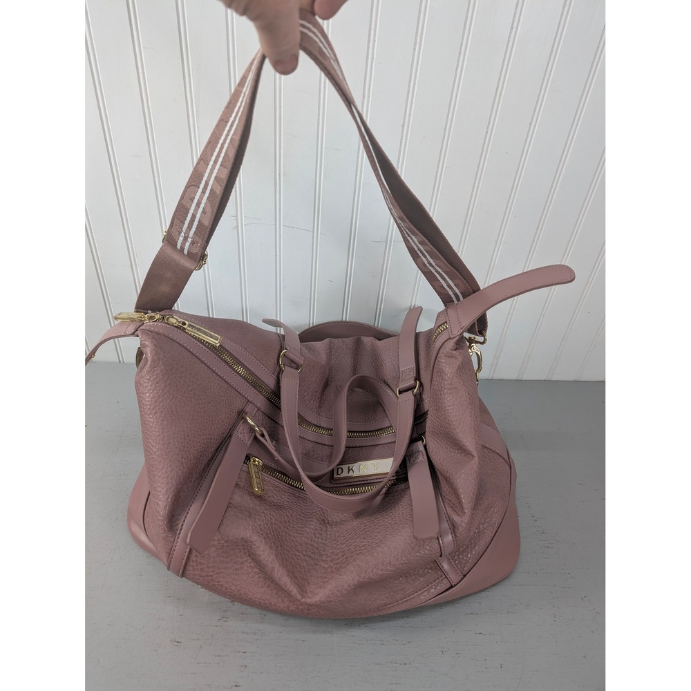 DKNY‎ Pebbled Satchel Bag with Trolley Sleeve Mauve Pink Machine Washable New